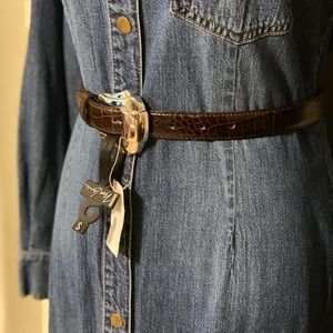 Brown Nan Lewis Embossed Leather Belt